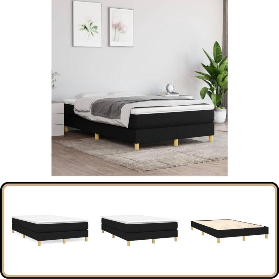VidaXL Boxspring Inclusief Matras Zwart 120x200 cm Boxspringbed Slaapcomfort Boxspring Frame Tweepersoonsbed Matras Hoofdbord Bed Met Lade