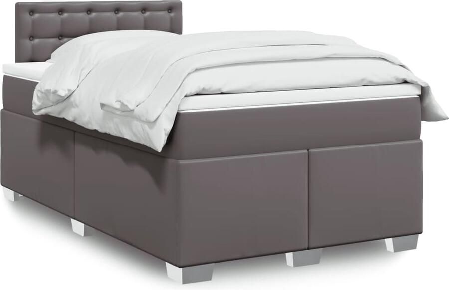 VidaXL Boxspring Kunstleer 120x200 cm Grijs