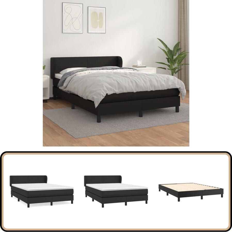 VidaXL Boxspring Kunstleer Zwart 140x200 cm Boxspringbed Slaapcomfort Boxsprings Tweepersoonsbed Zitzakken