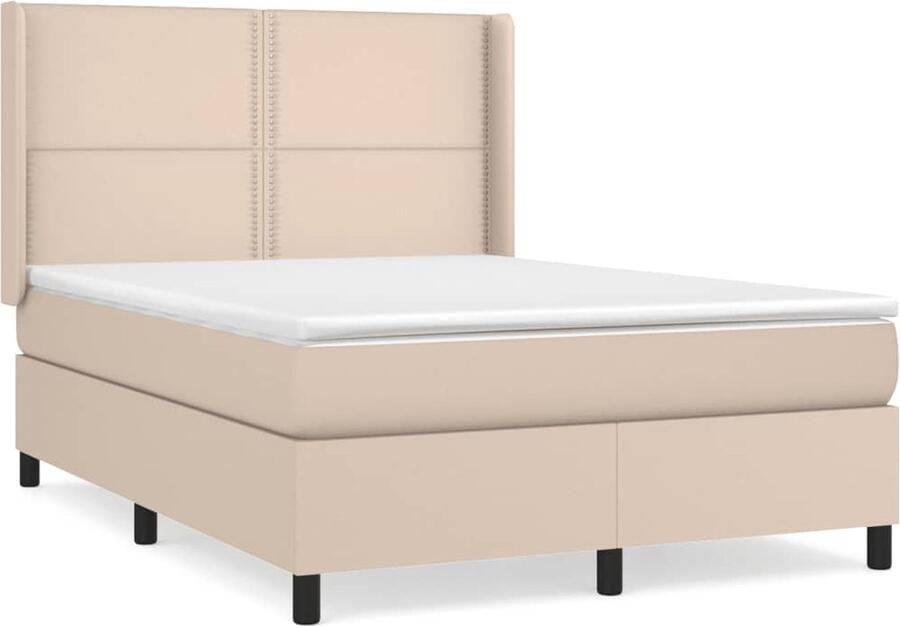 VidaXL Boxspring Kunstleer Cappuccino 140x190 cm Boxspringbed Kunstleder Bed Bruine Boxspring Kapstok Bedroom Furniture Slaapkamer Meubels - Foto 2