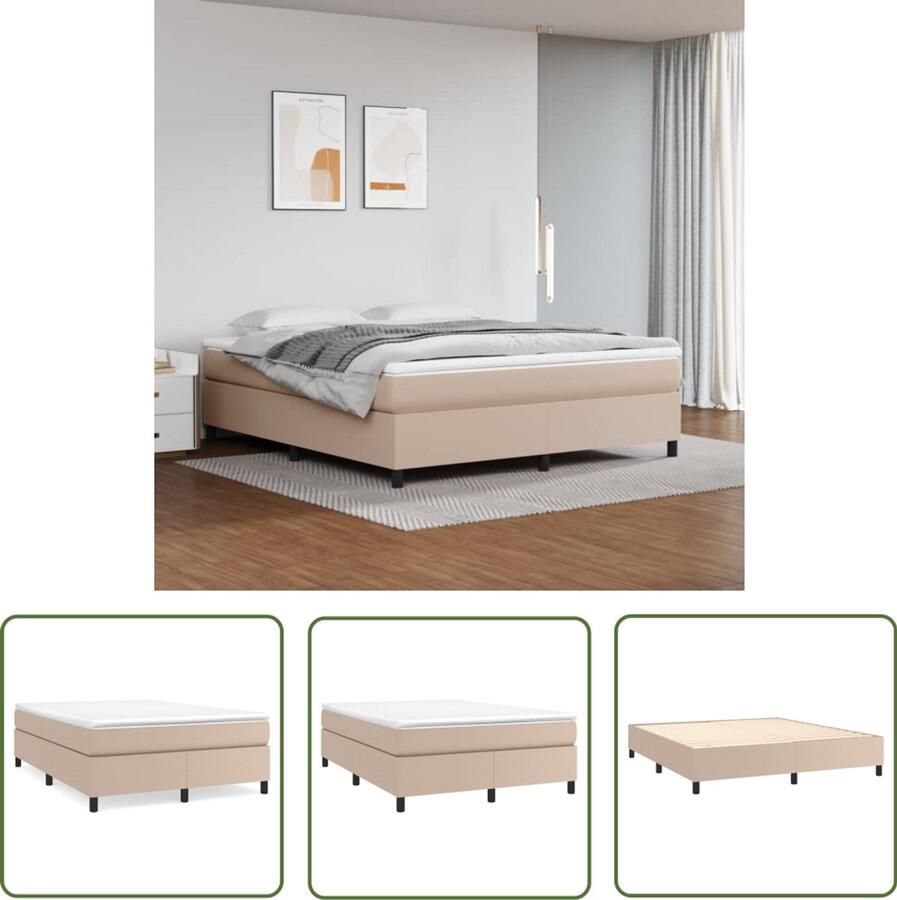 VidaXL Boxspring Kunstleer Cappuccino 180x200 cm Boxspringbed Boxspring Slaapkamer Meubels Kunstleder Bed Pocketveer Matras Bruine Bed