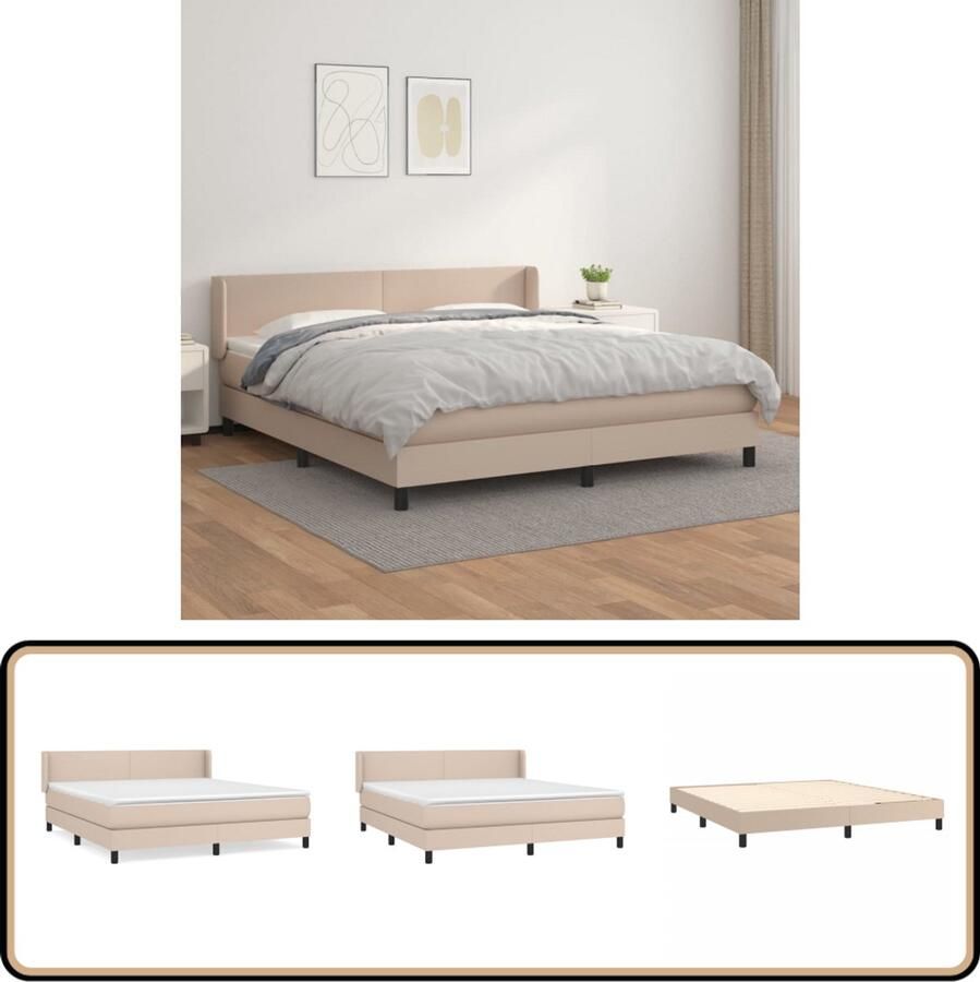 VidaXL Boxspring Kunstleer Cappuccino 180x200 cm Boxspringbed Kunstleder Bed Boxspring Kapstok Bedroom Furniture Bruine Bed Tweepersoonsbed