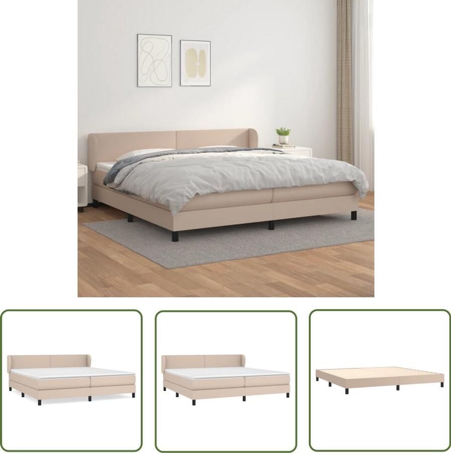 VidaXL Boxspring Kunstleer Cappuccino 200x200 cm Boxspringbed Kunstleder Bed Kapstok Bedroom Furniture Tweepersoonsbed