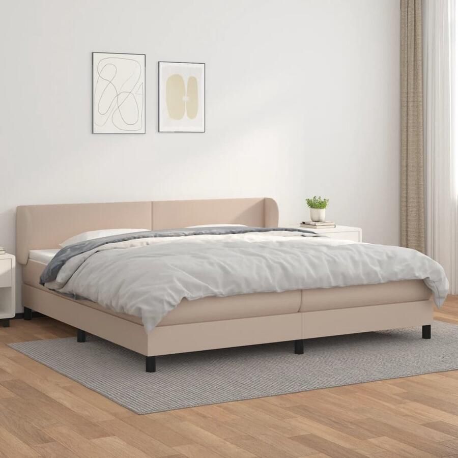 VidaXL Boxspring Kunstleer Cappuccino 200x200 cm Boxspringbed Kunstleder Bed Kapstok Bedroom Furniture Tweepersoonsbed - Foto 2