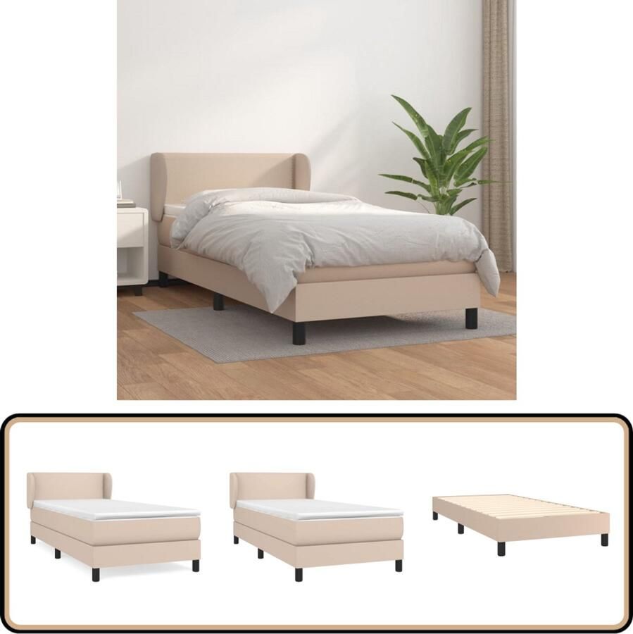 VidaXL Boxspring Kunstleer Cappuccino 80x200 cm Boxspringbed Kunstleder Bed Pocketveer Matras Midden Hard Bruine Bed