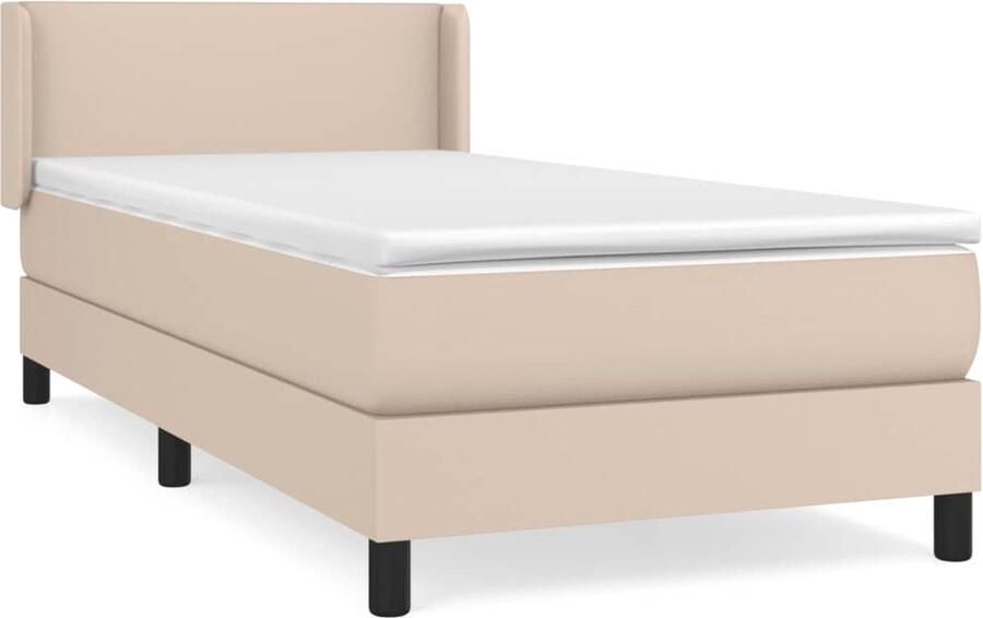 VidaXL Boxspring Kunstleer Cappuccino 90x190 cm Boxspring Bed Slaapcomfort Kunstleder Bed Pocketveer Matras Hoofdbord Bruin Bed - Foto 2