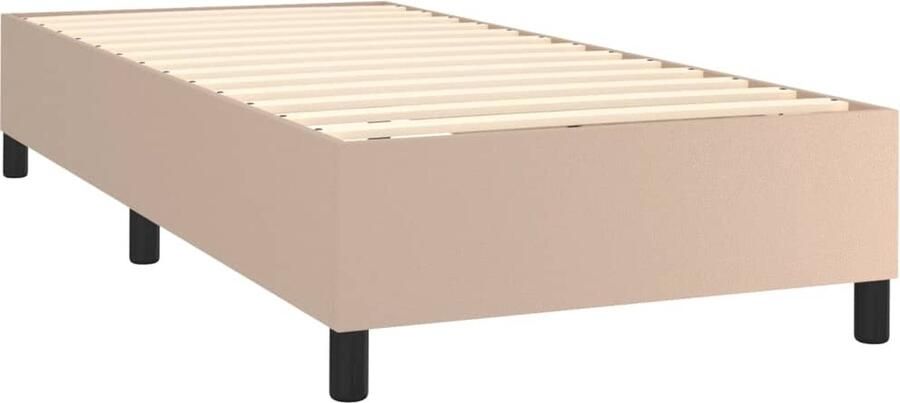 VidaXL Boxspring Kunstleer Cappuccino 90x190 cm Boxspringbed Kunstleder Bed Pocketveer Matras Middenhard Matras Bruine Bed Tweepersoonsbed - Foto 3