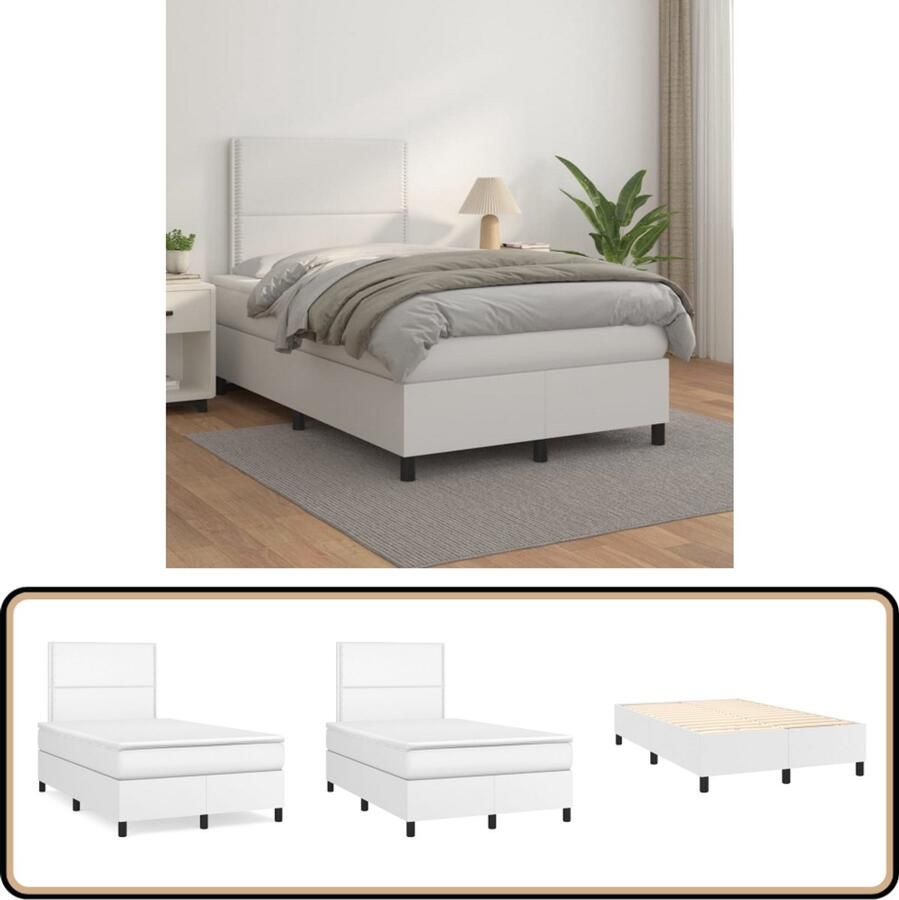 VidaXL Boxspring met matras kunstleer wit 120x200 cm