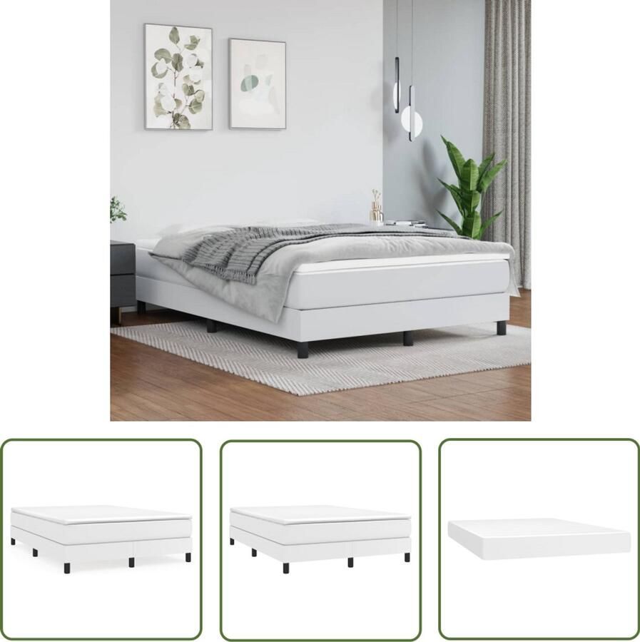 VidaXL Boxspring Kunstleer Wit 140x200 cm Boxspringbed Droomslaapcollectie Boxspring Bed Kunstleder Witte Bed Tweepersoonsbed Slaapkamerinrichting