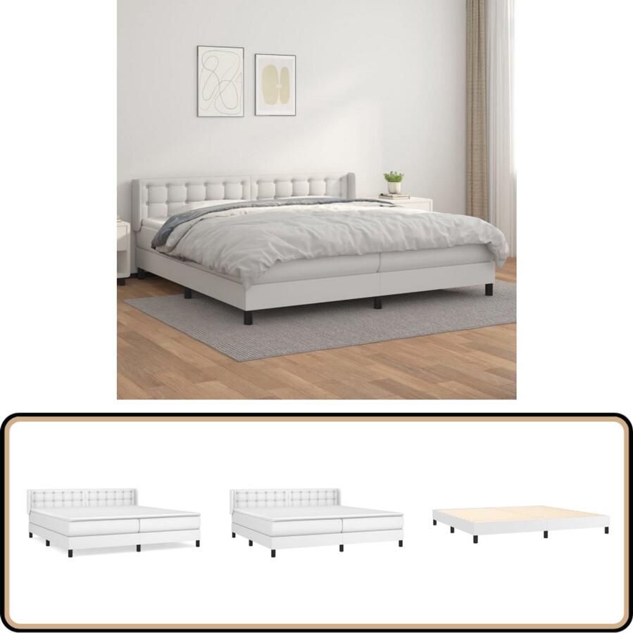VidaXL Boxspring Kunstleer Wit 200x200 cm Boxspringbed Boxspring Slaapkamerinrichting Tweepersoonsbed King Size Bed Lederlook Modern Design Elektrisch Verstelbare Hoofdbord Pocketveermatras Middenhard