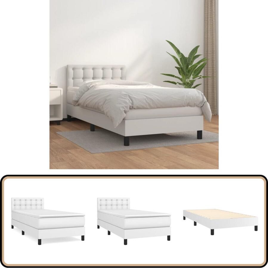 VidaXL -Boxspring-met-matras-kunstleer-wit-90x200-cm - Foto 3