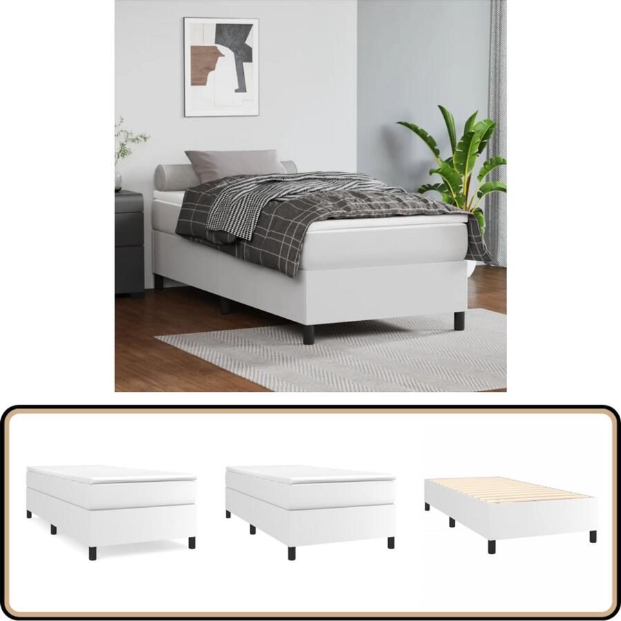 Vida XL Boxspring met matras kunstleer wit 90x200 cm SKU: V3144585
