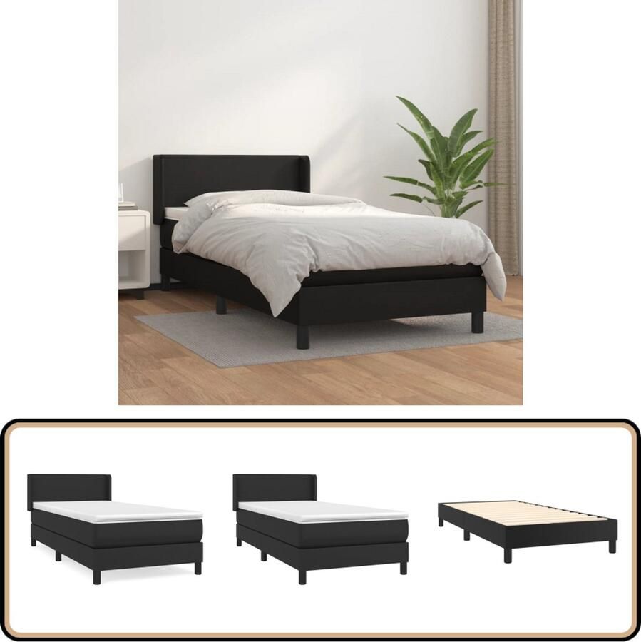 VidaXL Boxspring Kunstleer Zwart 100x200 cm Boxspringbed Kunstleder Bed Tweepersoons Bed Elektrisch Verstelbare Hoofdbord Boxspring Frame Slaapkamer Meubels Design Bed