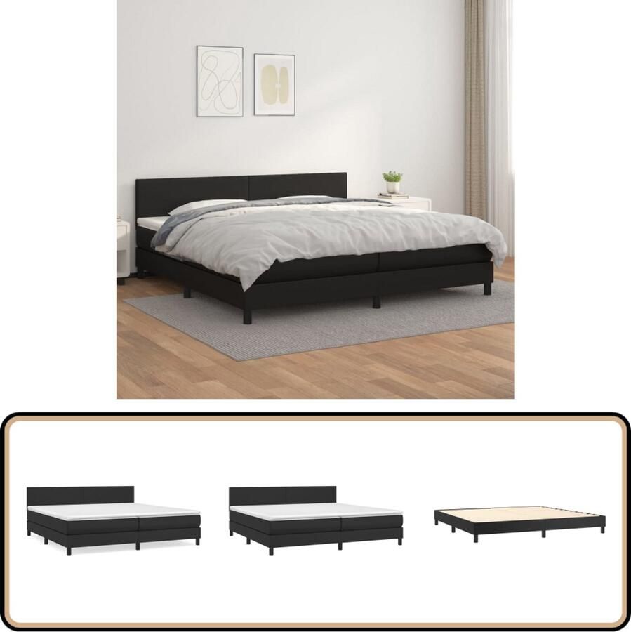 VidaXL Boxspring Kunstleer Zwart 200x200 cm Boxspring Bed Kunstleder Bed Tweepersoons Bed Elektrisch Verstelbare Hoofdbord Pocketveer Matras