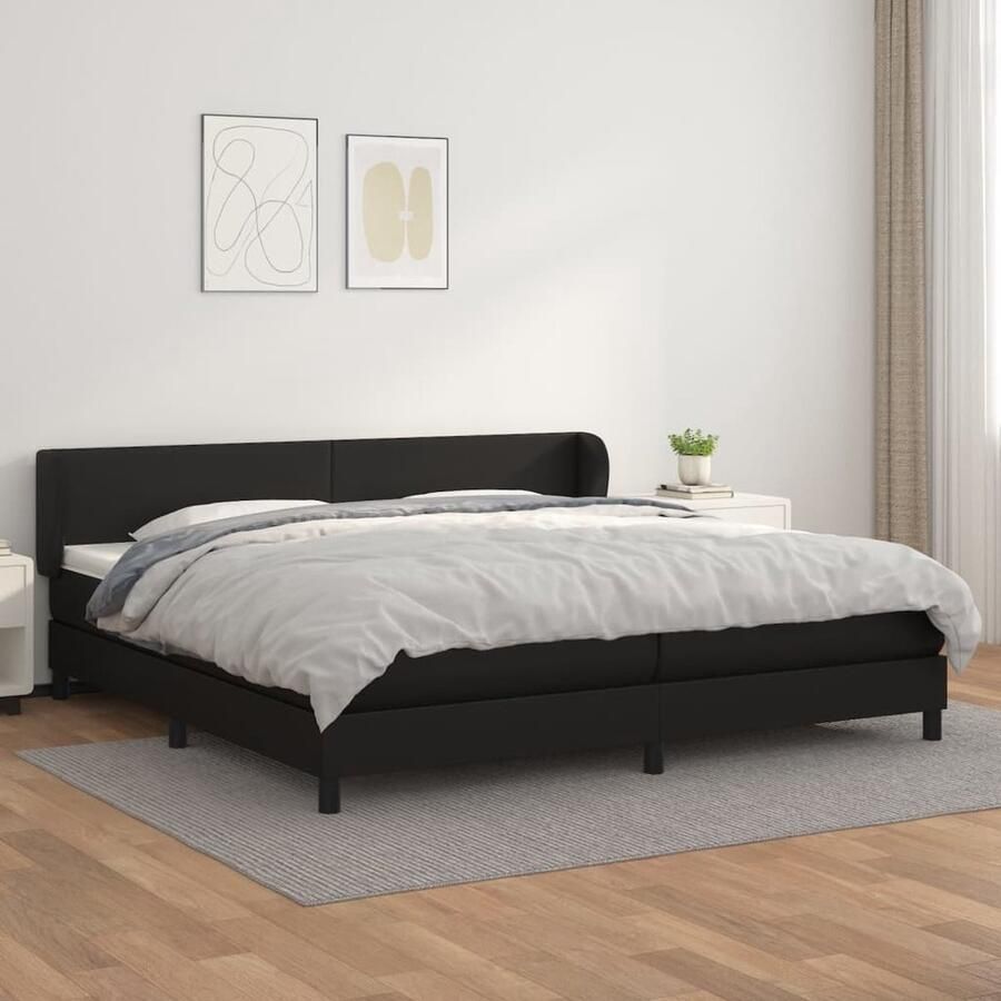 VidaXL Boxspring Kunstleer Zwart 200x200 cm Boxspringbed Boxspring Slaapkamerinrichting Tweepersoonsbed Zwart Bed Lederlook Bed Elektrisch Verstelbare Hoofdbord - Foto 2