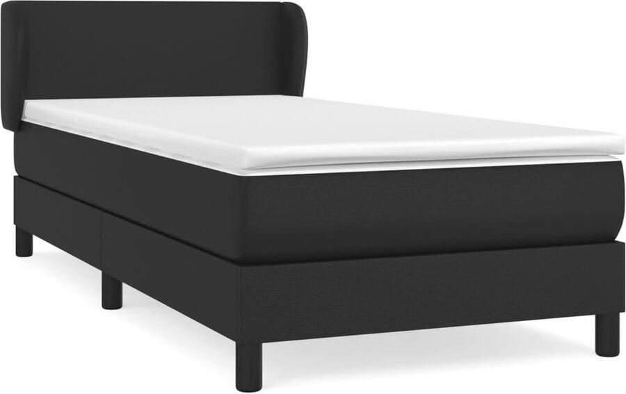 VidaXL Boxspring Kunstleer Zwart 80x200 cm Boxspringbed Kunstleder Bed Pocketveer Matras Middelhard Matras Tweepersoons Bed Slaapkamer Meubels - Foto 2