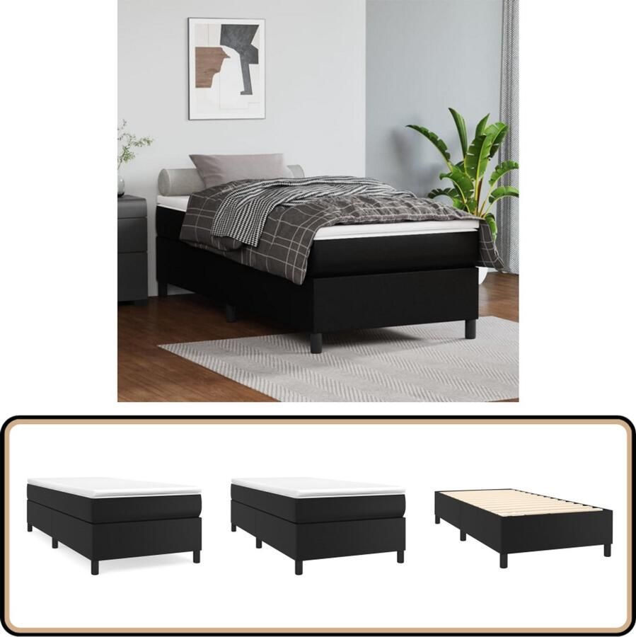 VidaXL Boxspring Kunstleer Zwart 90x190 cm Boxspringbed Kunstleder Bed Zwarte Boxspring Tweepersoons Bed Slaapkamer Meubels