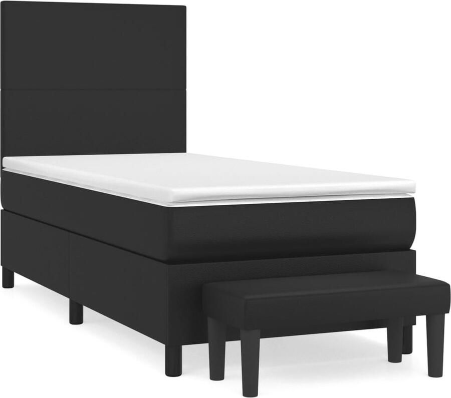 VidaXL Boxspring Kunstleer Zwart 90x190 cm Inclusief Matras Boxspringbed Boxspring Slaapkamerinrichting Bed Frame Kunstleder Bed Tweepersoonsbed Groot Bed Design Bed Modern Bed - Foto 2