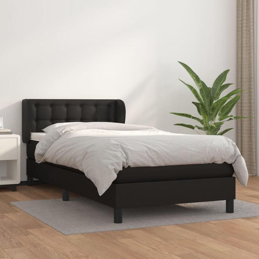 VidaXL Boxspring Kunstleer Zwart 90x200 cm Boxspringbed Boxspring Kunstleer Bed Tweepersoons Bed Groot Bed Zware Boxspring Stapelbare Boxspring Modern Bed Minimalistisch Bed Rustig Bed - Foto 2