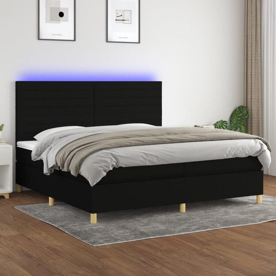 VidaXL Boxspring LED 200x200 cm Zwart Boxspring Led Bed Slaapcomfort Boxspring Kopen Zwevende Boxspring Elektrisch Verstelbare Hoofdbord Pocketed Veren Matras Lederlook - Foto 2