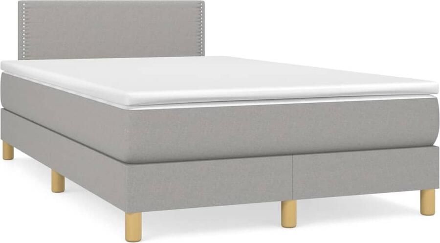 VidaXL Boxspring Lichtgrijs 120x200 cm Inclusief Matras Boxspring Slaapcomfort Duurzame Materialen Pocketvering Hoofdbord Stevige Constructie Comfortabel Matras Middeld Hard Licht Grijs - Foto 2