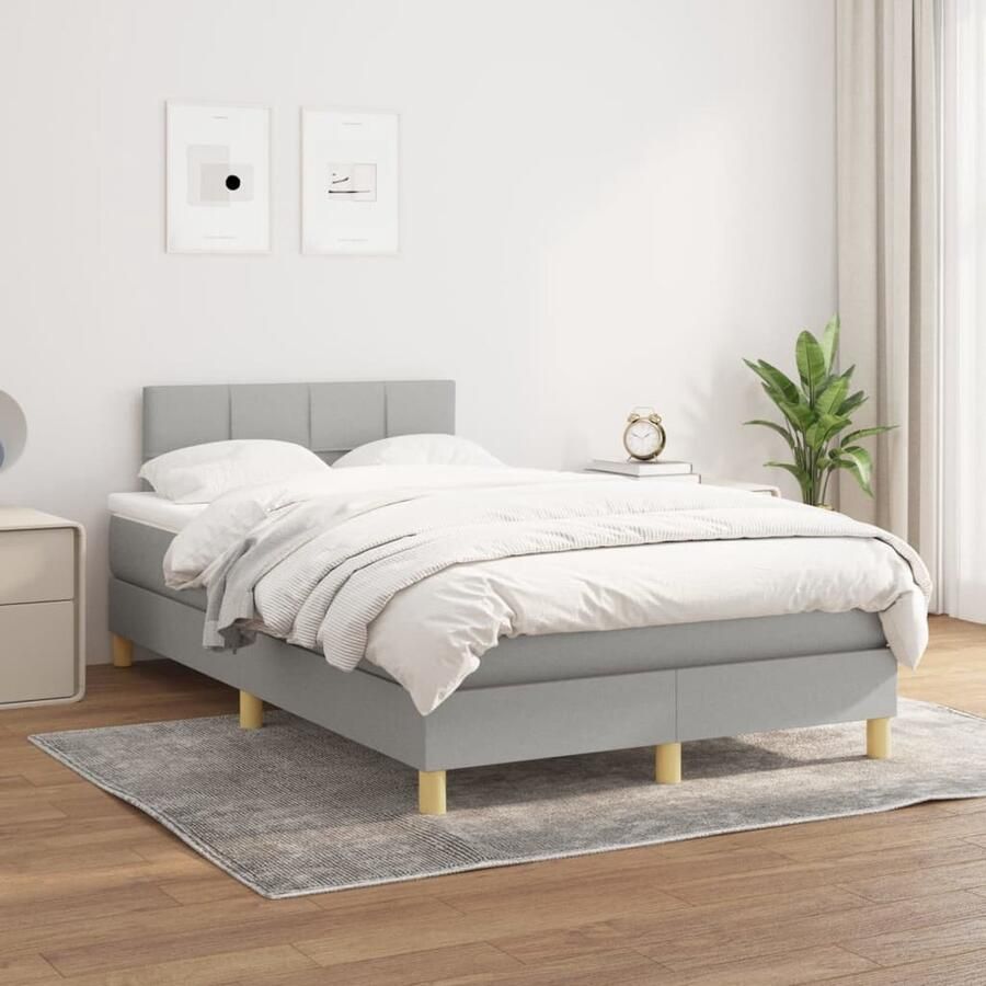 VidaXL Boxspring Lichtgrijs 120x200 cm Inclusief Matras Boxspringbed Boxspring Slaapkamer Meubels Tweepersoonsbed Grijs Bed Pocketed Spring Mattress Medium Firm Mattress - Foto 2