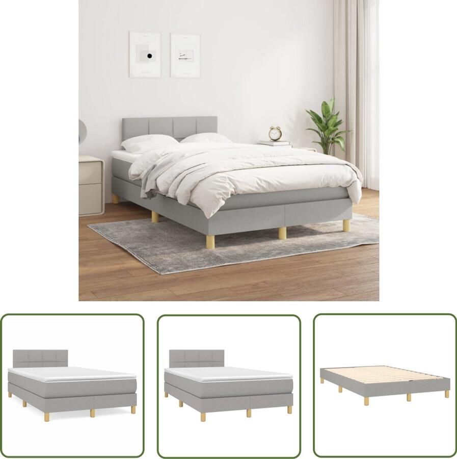 VidaXL Boxspring Lichtgrijs 120x200 cm Inclusief Matras Boxspringbed Boxspring Slaapkamer Meubels Tweepersoonsbed Grijs Bed Pocketed Spring Mattress Medium Firm Mattress