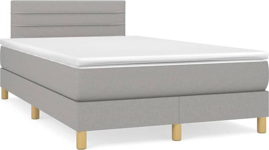 VidaXL Boxspring Lichtgrijs 120x200 cm Inclusief Matras Boxspringbed Boxspring Slaapkamerinrichting Tweepersoonsbed Grijs Bed Met Hoofdbord Pocketed Spring Mattress - Foto 2