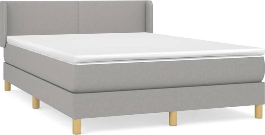 VidaXL Boxspring Lichtgrijs 140x190 cm Boxspringbed Slaapcomfort Verstelbare Hoofdbord Pocketvering Matras Middenhard Matras Duurzame Materialen Design Slaapkamer - Foto 2