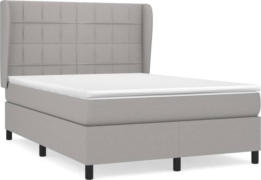 VidaXL Boxspring Lichtgrijs 140x190 cm Inclusief Matras Boxspringbed Slaapcomfort Boxsprings Tweepersoonsbed Slaapkamer Meubilair Grijs Bed Design Bed Modern Bed Luxe Bed - Foto 2