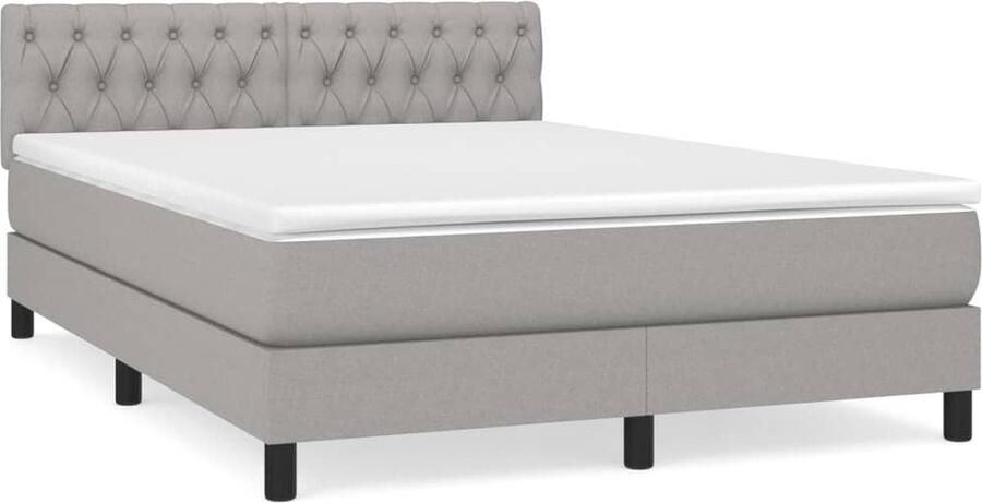 VidaXL Boxspring Lichtgrijs 140x200 cm Inclusief Matras Boxspringbed Boxspring Slaapkamerinrichting Tweepersoonsbed Grijs Bed Pocketveermatras Middelhard Matras Bed Met Hoofdbord - Foto 3