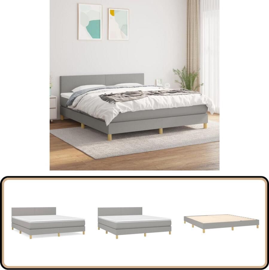 VidaXL Boxspring Lichtgrijs 160x200 cm Inclusief Matras Boxspringbed Boxspring Slaapkamerinrichting Tweepersoonsbed Comfortabel Bed