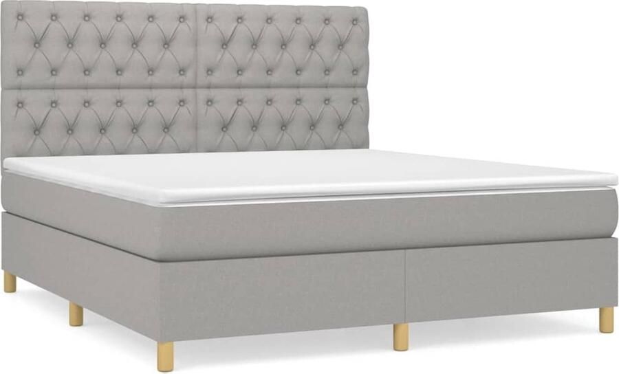 VidaXL Boxspring Lichtgrijs 160x200 cm Inclusief Matras Boxspringbed Boxspring Tweepersoonsbed Slaapcomfort Pocketed Veren Middenhard Matras Elektrisch Verstelbare Hoofdbord Grijs Bed Modern Bed - Foto 2