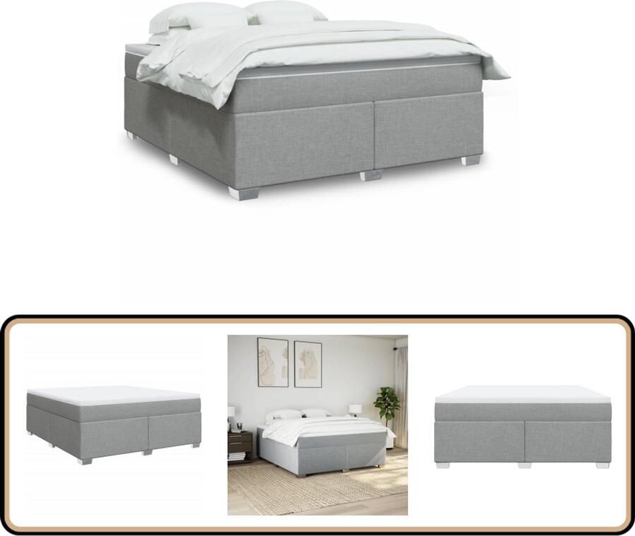 VidaXL Boxspring Lichtgrijs 180x200 cm Boxspring Boxspringbed Tweepersoonsbed Matras Ligcomfort
