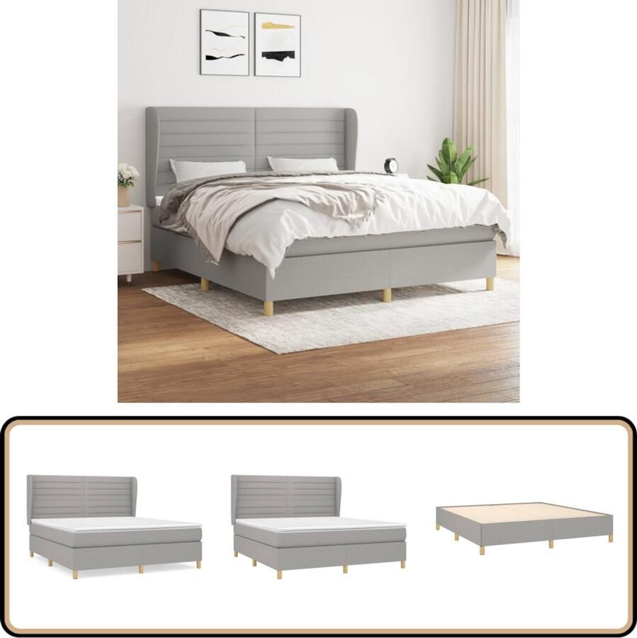 VidaXL Boxspring Lichtgrijs 180x200 cm Boxspringbed Boxsprings Slaapkamerinrichting Tweepersoonsbed Grijs Bed