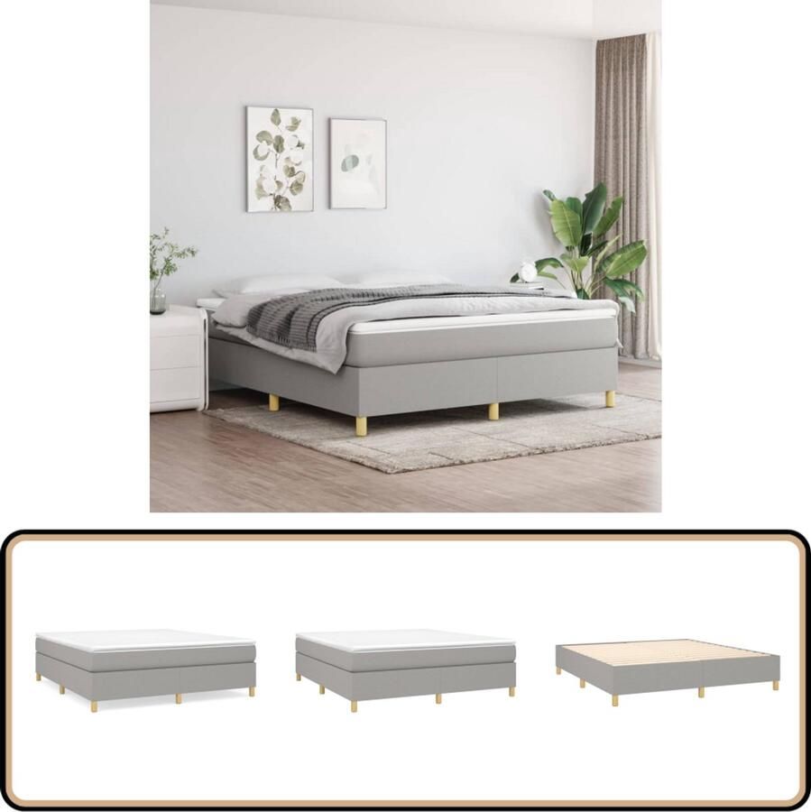 VidaXL Boxspring Lichtgrijs 180x200 cm Inclusief Matras Boxspringbed Pocketvering Middelhard Grijs Slaapkamerinrichting Tweepersoonsbed Luxe Bed