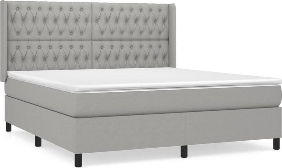 VidaXL Boxspring Lichtgrijs 180x200 cm Inclusief Matras Boxspringbed Slaapcomfort Boxspring Tweepersoonsbed Grijs Bed Pocketed Spring Mattress Middenhard - Foto 2
