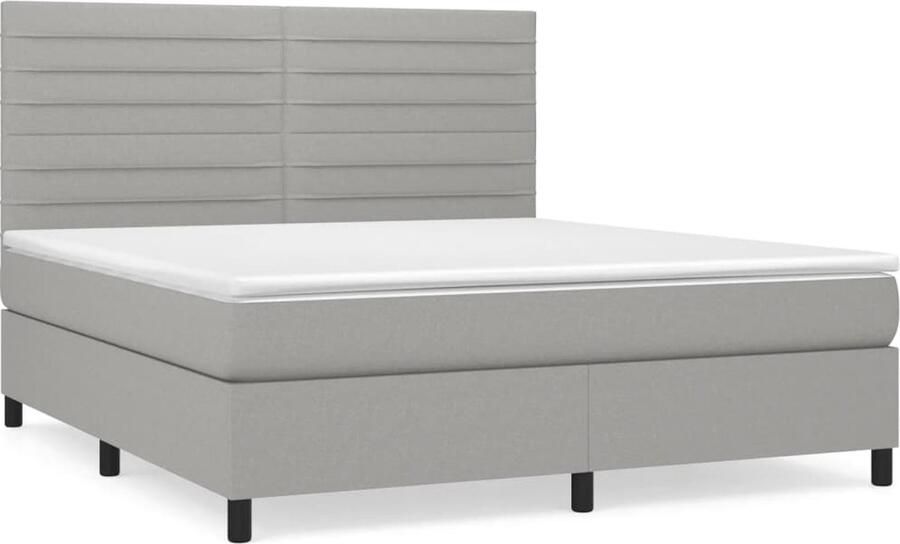 VidaXL Boxspring Lichtgrijs 180x200 cm Inclusief Matras Boxspringbed Slaapcomfort Boxspring Tweepersoonsbed Groot Bed Grijs Bed Pocketed Verenmatras Middenhard Matras - Foto 2