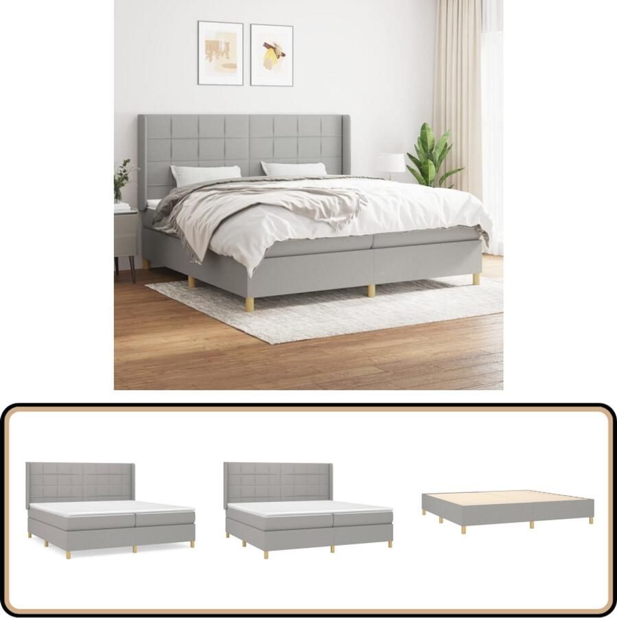 VidaXL Boxspring Lichtgrijs 200x200 cm Inclusief Matras Boxspringbed Boxsprings Slaapkamerinrichting Tweepersoonsbed Bed Frame