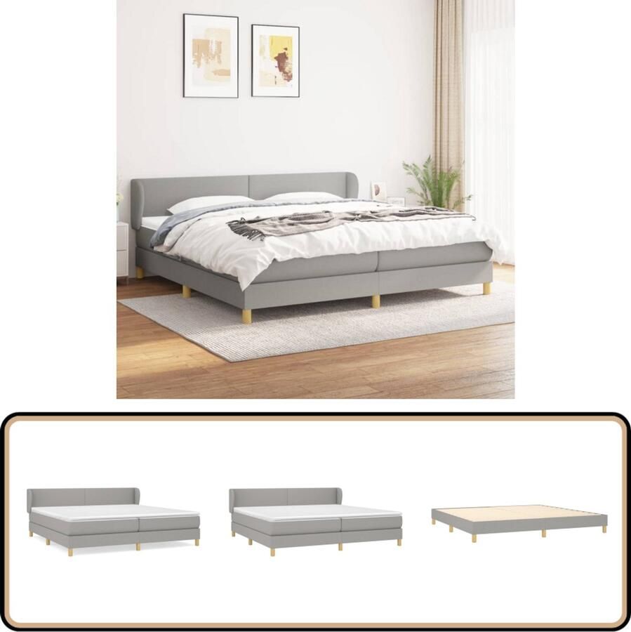 VidaXL Boxspring Lichtgrijs 200x200 cm Inclusief Matras Boxspringbed Slaapcomfort Boxspring Tweepersoonsbed Slaapkamerinrichting Grijs Bed Lederlook Bed Design Bed