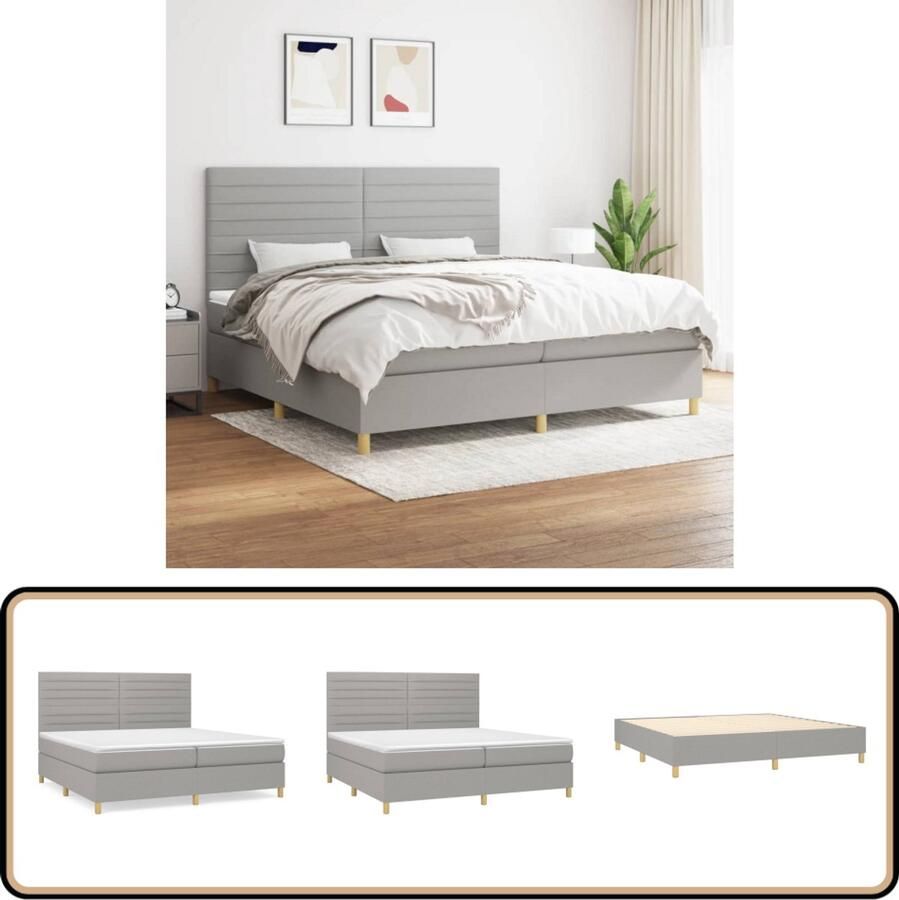VidaXL Boxspring Lichtgrijs 200x200 cm Inclusief Matras Boxspringbed Slaapcomfort Boxspring Tweepersoonsbed Grijs Bed