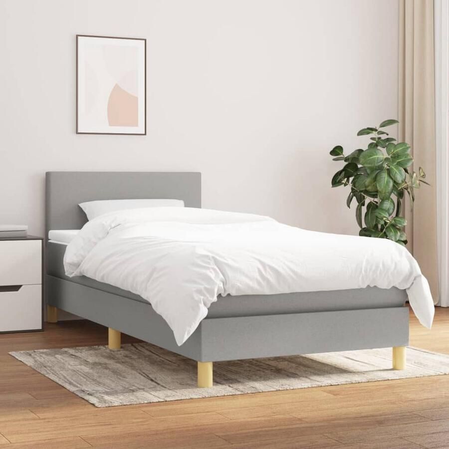 VidaXL Boxspring Lichtgrijs 80x200 cm Inclusief Matras Boxspringbed Boxspring Slaapkamerinrichting Tweepersoonsbed Grijs Bed Met Hoofdbord Pocketed Spring Mattress