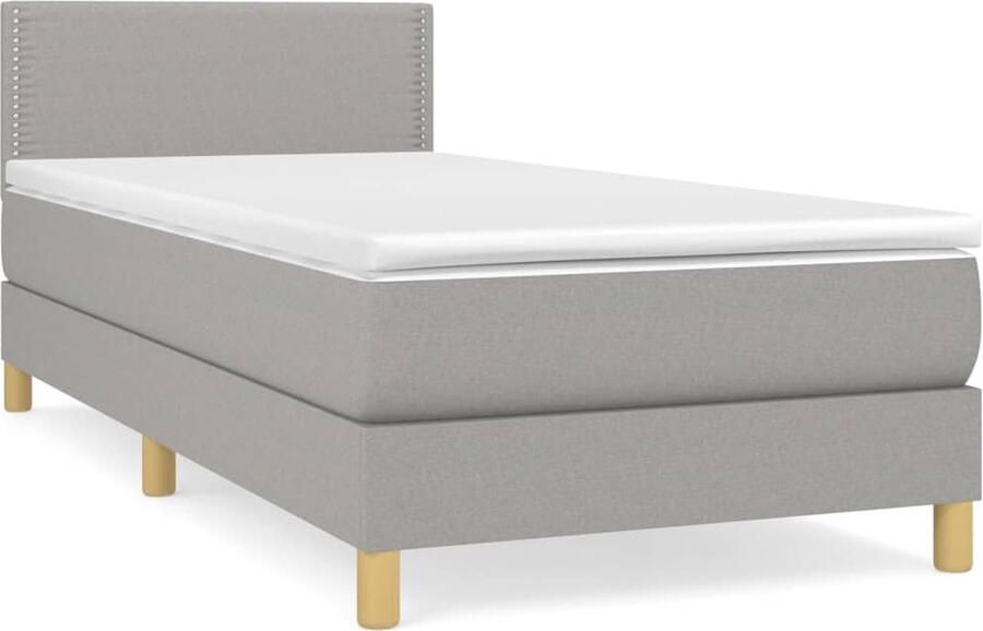VidaXL Boxspring Lichtgrijs 80x200 cm Inclusief Matras Boxspringbed Luxe Boxspring Grijs Boxspring Tweepersoons Boxspring Verstelbare Hoofdbord Pocketvering Matras Middelhard Matras Huidgevriendelijk - Foto 2