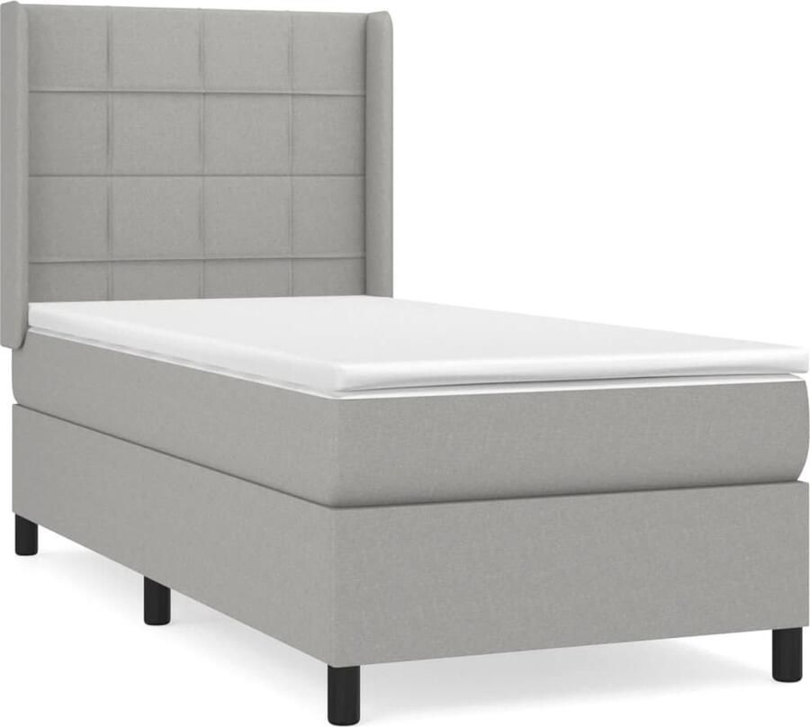 VidaXL Boxspring Lichtgrijs 80x200 cm Inclusief Matras Boxspringbed Pocketvering Grijs Tweepersoonsbed King Size Bed Slaapkamer Meubels Bed Frame Hoofdbord Matras Overmatras - Foto 2