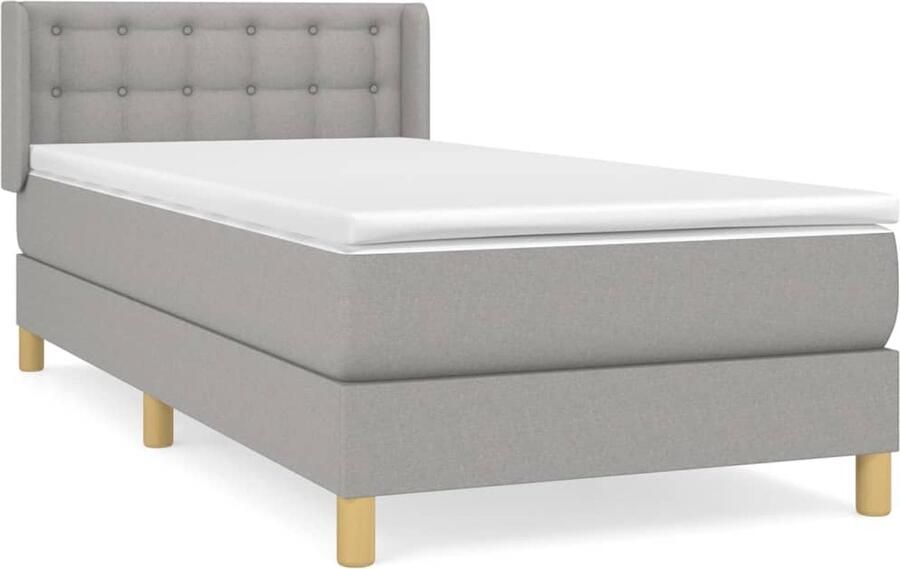 VidaXL Boxspring Lichtgrijs 80x200 cm Inclusief Matras Boxspringbed Slaapkamerinrichting Tweepersoonsbed Grijs Bed Pocketed Spring Mattress Adjustable Headboard Medium Firm Mattress - Foto 2