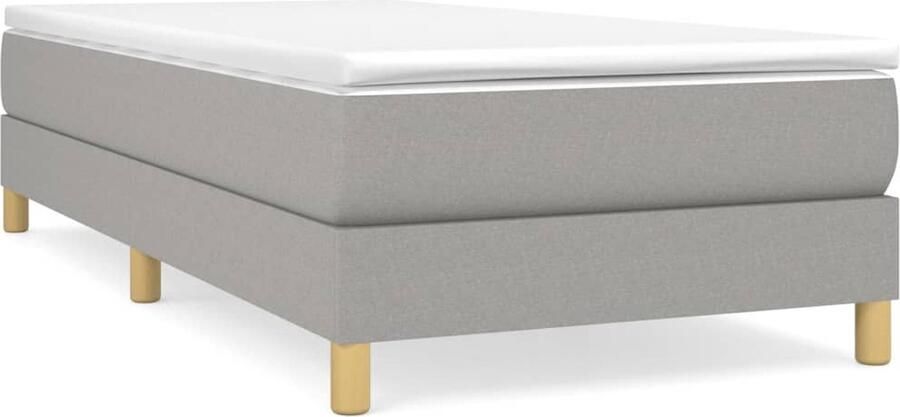 VidaXL Boxspring Lichtgrijs 90x190 cm Inclusief Matras Boxspringbed Bed Frame Slaapkamer Meubilair Tweepersoons Bed Grijs Bed Pocketveer Matras Medium Hard Matras - Foto 2