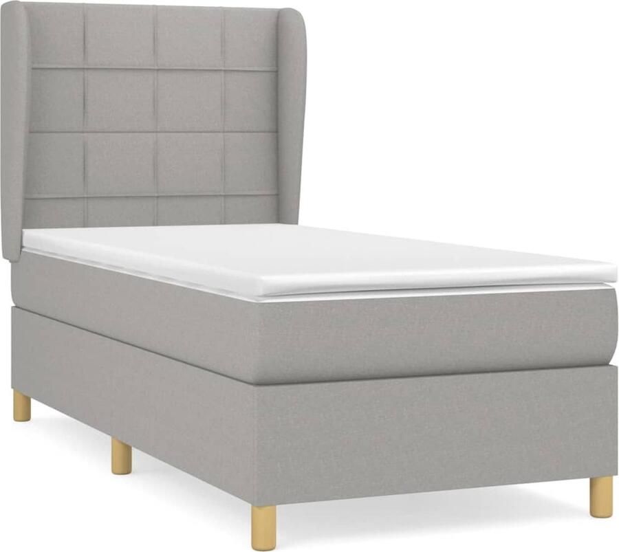 VidaXL Boxspring Lichtgrijs Inclusief Matras 80x200 cm Boxspring Bed Frame Boxspringbed Tweepersoonsbed Licht Grijs Bed Pocketed Spring Mattress Matras Topper Bedroom Furniture - Foto 2