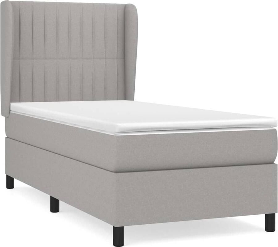 VidaXL Boxspring Lichtgrijs 90x200 cm Inclusief Matras Boxspringbed Slaapcomfort Boxsprings Tweepersoonsbed Slaapkamerinrichting Bed Frame Bedstee - Foto 2