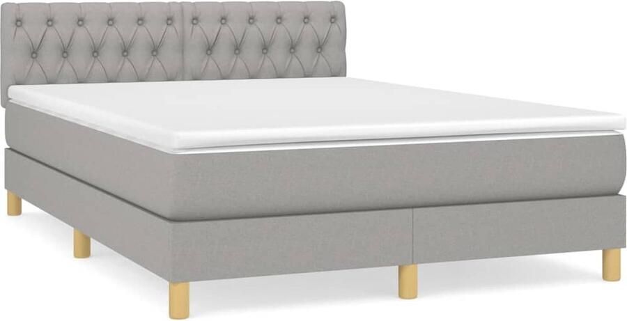 VidaXL Boxspring Lichtgrijs Inclusief Matras 140x190 cm Boxspringbed Slaapcomfort Boxspring Tweepersoonsbed Grijs Bed Slaapkamer Meubilair Pocketed Spring Mattress - Foto 2