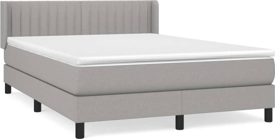 VidaXL Boxspring Lichtgrijs Inclusief Matras 140x200 cm Boxspringbed Boxspring Tweepersoonsbed Grijs Bed Lederlook Bed Modern Bed Comfort Bed Pocketveer Matras Adjustable Headboard - Foto 2